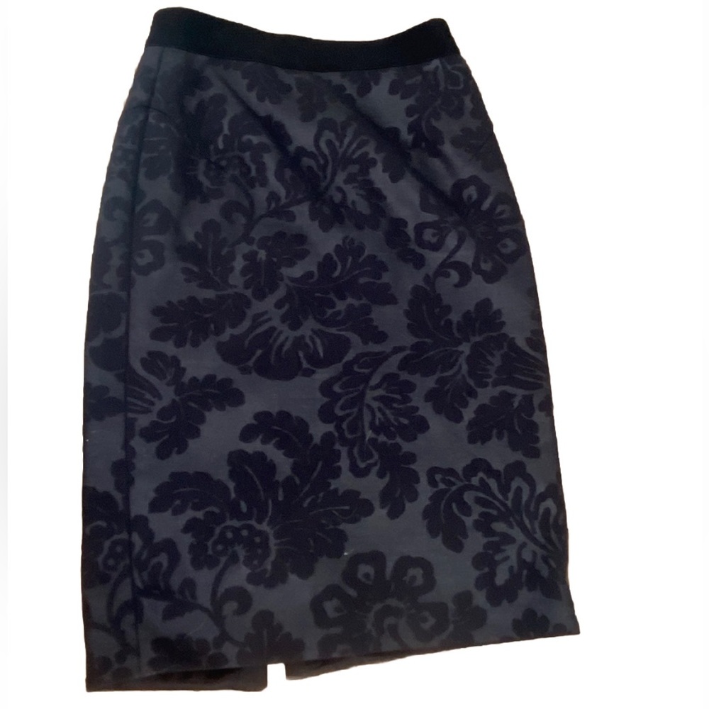 NEW Les Copains Black Pencil Skirt Silk Paisley Floral